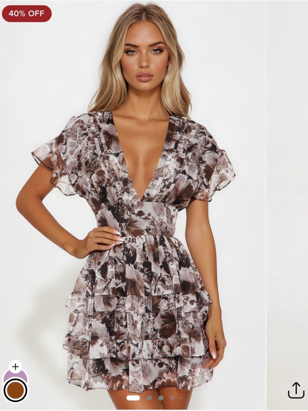 🆕 Sierra Chiffon Mini Dress - Brown/combo